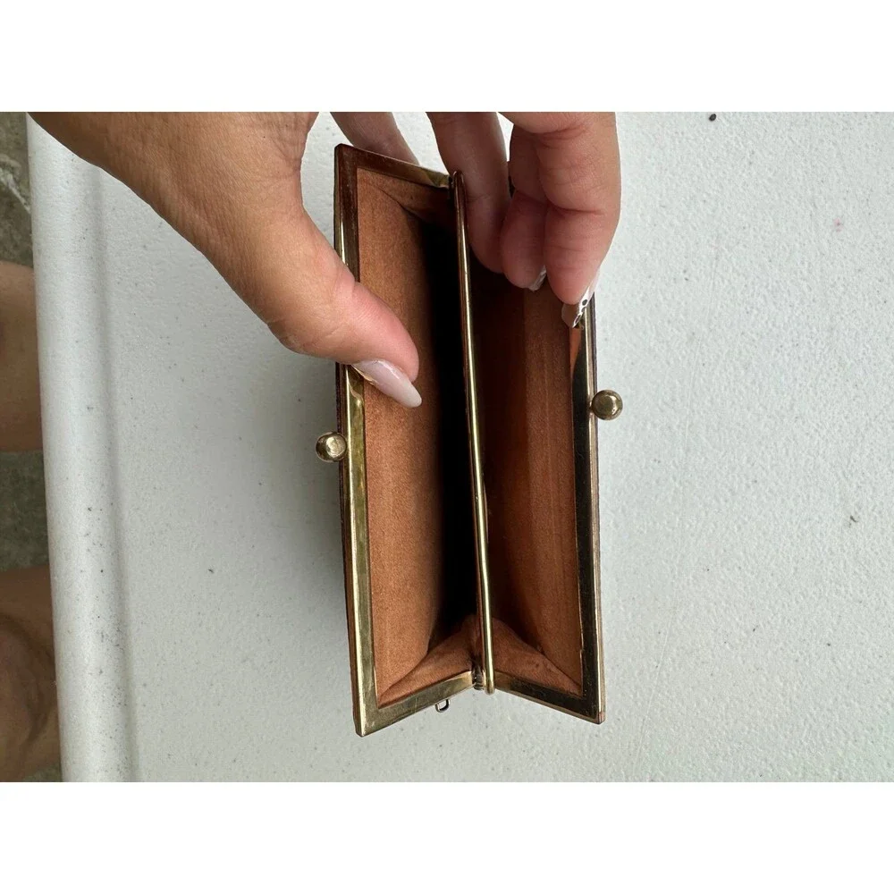 Patricia Nash Cauchy Intricate Floral Leather Kiss Lock Rectangular Coin Wallet